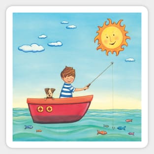 Fishing Boy Sticker